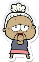 sticker of a cartoon happy old lady png