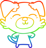 rainbow gradient line drawing of a cartoon dog png