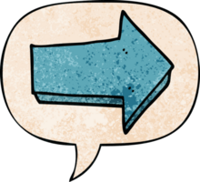 cartoon arrow with speech bubble in retro texture style png