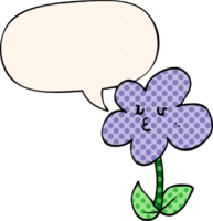 cartoon flower with speech bubble in comic book style png