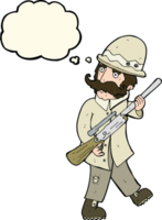 cartoon big game hunter with thought bubble png