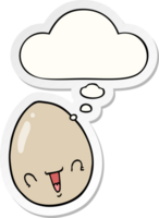 cartoon egg with thought bubble as a printed sticker png