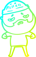 cold gradient line drawing of a cartoon worried man with beard png