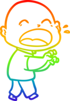 Regenbogen Gradient Linie Zeichnung von ein Karikatur schreien kahl Mann png