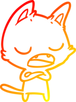 warm gradient line drawing of a talking cat cartoon png