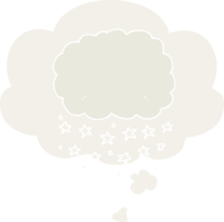 dessin animé pluie nuage avec pensée bulle dans rétro style png