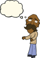 cartoon lonely old man with thought bubble png