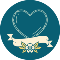 iconic tattoo style image of a heart and banner png