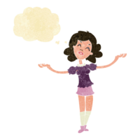 cartoon woman taking praise with thought bubble png