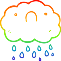 rainbow gradient line drawing of a cute cartoon cloud png