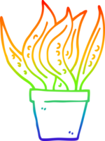 rainbow gradient line drawing of a cartoon house plant png