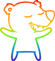 rainbow gradient line drawing of a cartoon bear png