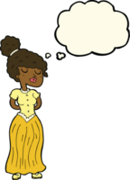 cartoon pretty victorian woman with thought bubble png