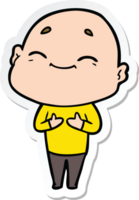 sticker of a happy cartoon bald man png