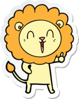 sticker of a laughing lion cartoon png