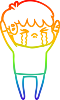 arco Iris gradiente linha desenhando do uma desenho animado Garoto chorando png