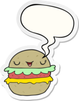 cartoon burger with speech bubble sticker png