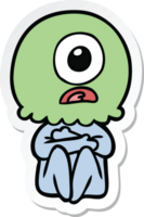 sticker of a cartoon cyclops alien spaceman png