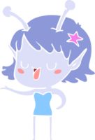 happy alien girl flat color style cartoon laughing png