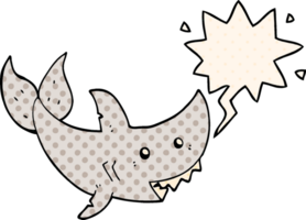 dessin animé requin avec discours bulle dans bande dessinée livre style png