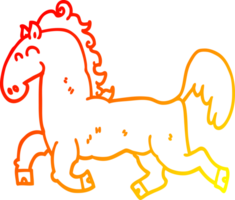 warm gradient line drawing of a cartoon stallion png