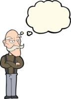 cartoon bored old man with thought bubble png