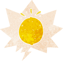 cartone animato Limone con discorso bolla nel grunge afflitto retrò strutturato stile png