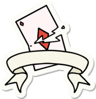 tattoo style sticker with banner of a torn card png