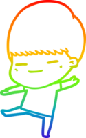 rainbow gradient line drawing of a cartoon smug boy png