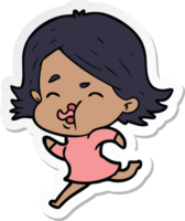 sticker of a cartoon girl pulling face png