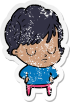 distressed sticker of a cartoon woman png