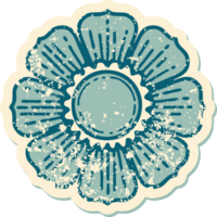 iconic distressed sticker tattoo style image of a flower png