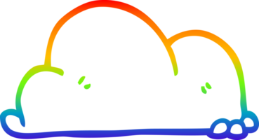 rainbow gradient line drawing of a cartoon boulder png