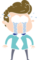 flat color style cartoon crying man png