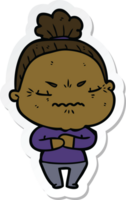 sticker van een cartoon geïrriteerde oude dame png