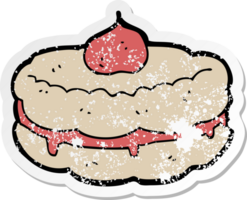 distressed sticker of a cartoon biscuit png