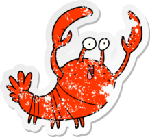 distressed sticker of a cartoon lobster png