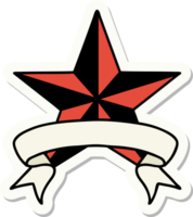 tattoo style sticker with banner of a star png