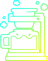 cold gradient line drawing of a cartoon coffee pot png