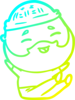 cold gradient line drawing of a cartoon happy bearded man png