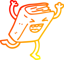 warm gradient line drawing of a cartoon dancing book png