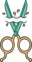 iconic tattoo style image of barber scissors png