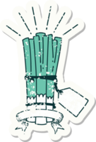 worn old sticker of a tattoo style bunch of leeks png