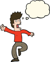 cartoon frightened man with thought bubble png