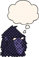 cartoon gorilla with thought bubble in comic book style png