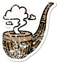 distressed sticker tattoo in traditional style of a smokers pipe png