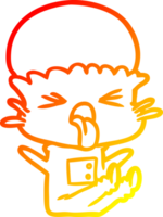 warm gradient line drawing of a disgusted cartoon alien png