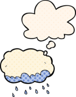 cartoon rain cloud with thought bubble in comic book style png