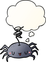 cartoon spider with thought bubble in smooth gradient style png