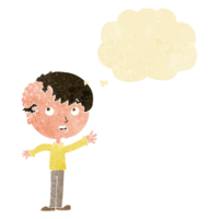 cartoon boy with growth on head with thought bubble png